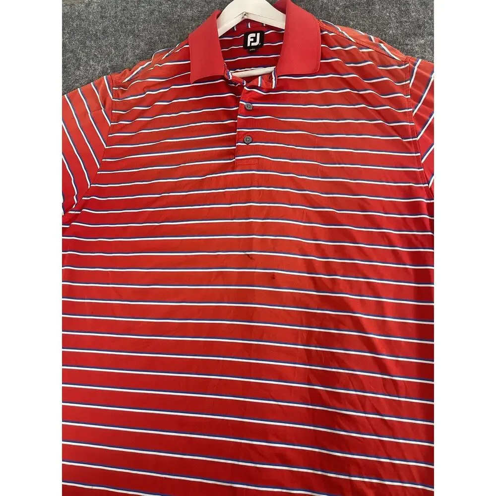 FootJoy Shirt Mens Extra Large Polo Red Striped Short Sleeve Golf XL N38